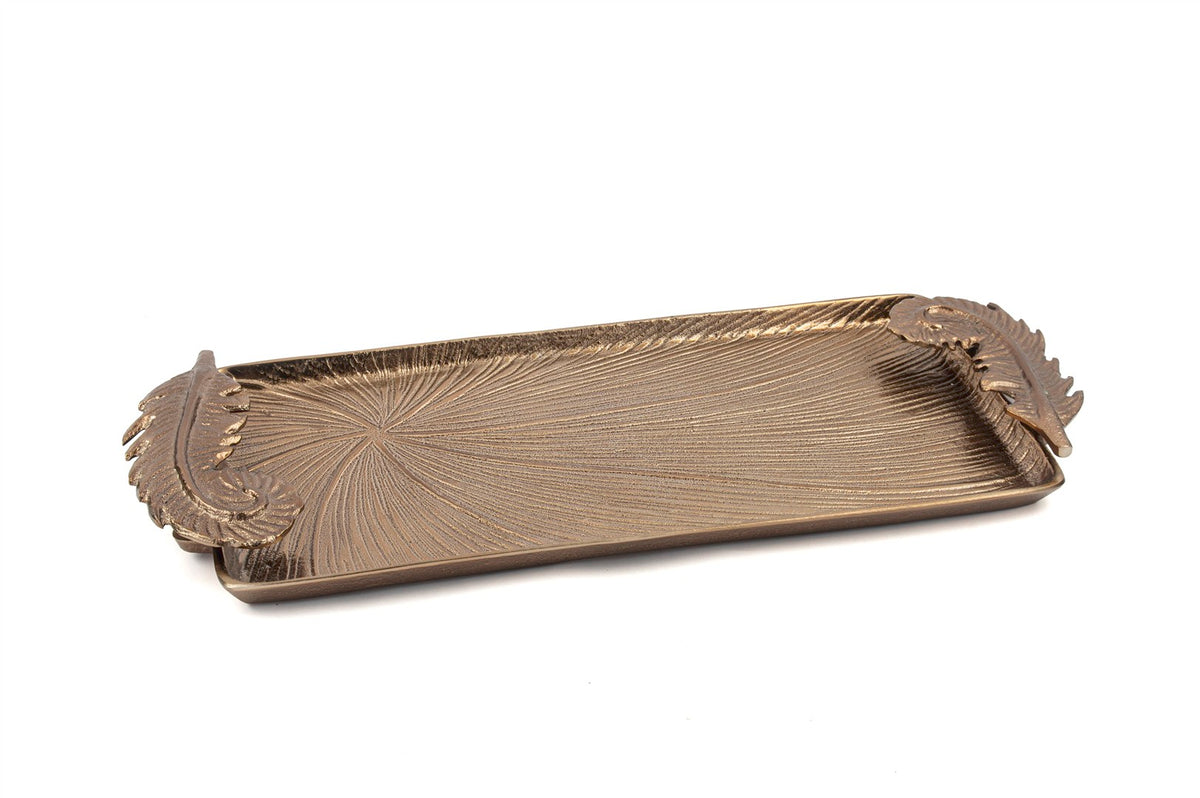 Mikasa Moor Antik Bronz Tüy Kulplu Tepsi 58x24x4cm