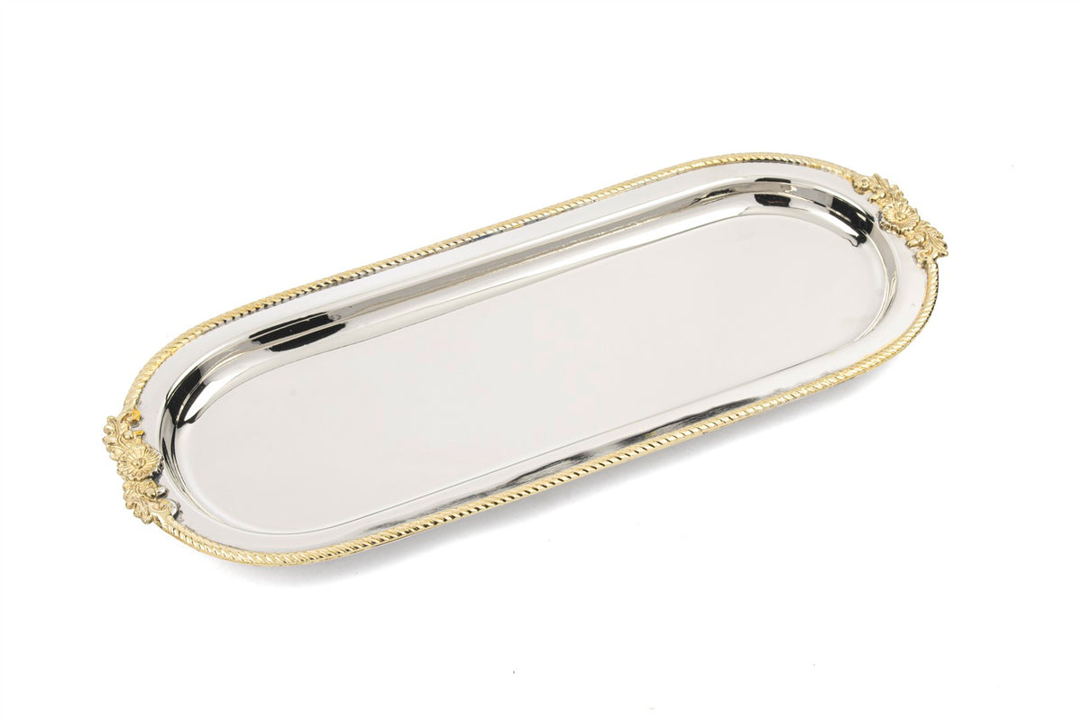 Mikasa Moor Gümüş Gold İşlemeli Tepsi 40x16cm