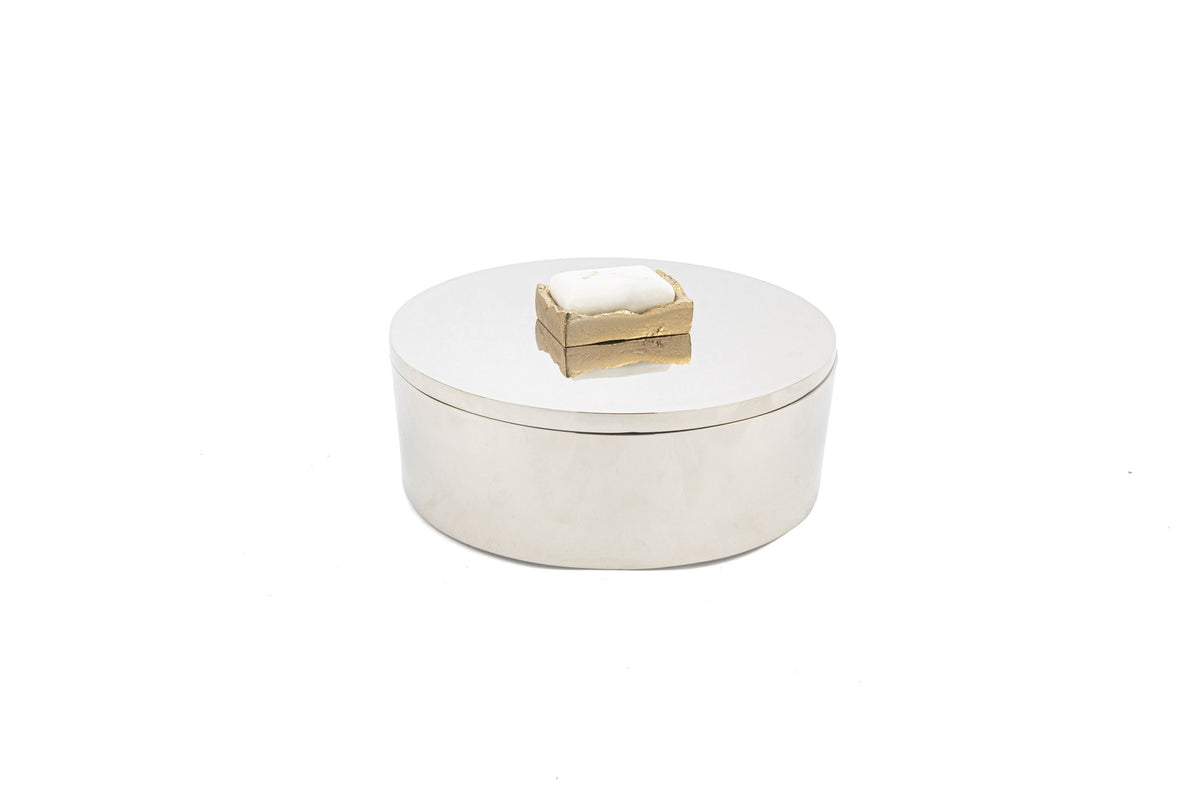 Mikasa Moor Gümüş Traverten Mermer Kapaklı Kutu 15x8cm