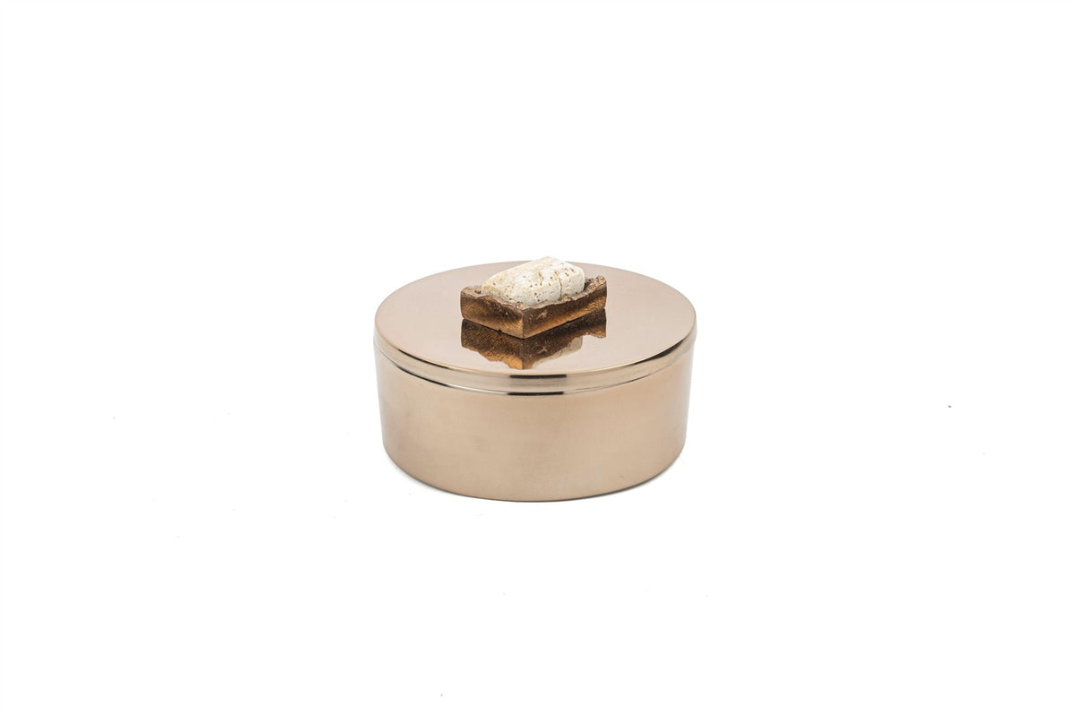 Mikasa Moor Bronz Traverten Mermer Kapaklı Kutu 12x7cm
