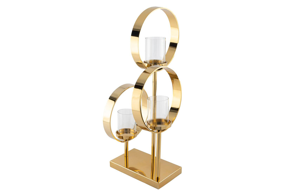 Mikasa Moor Gold 3lü Halka Metal Cam Mumluk 46x16x64cm