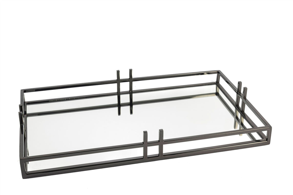 Mikasa Moor Siyah Metal Aynalı Tepsi 50x30x7cm