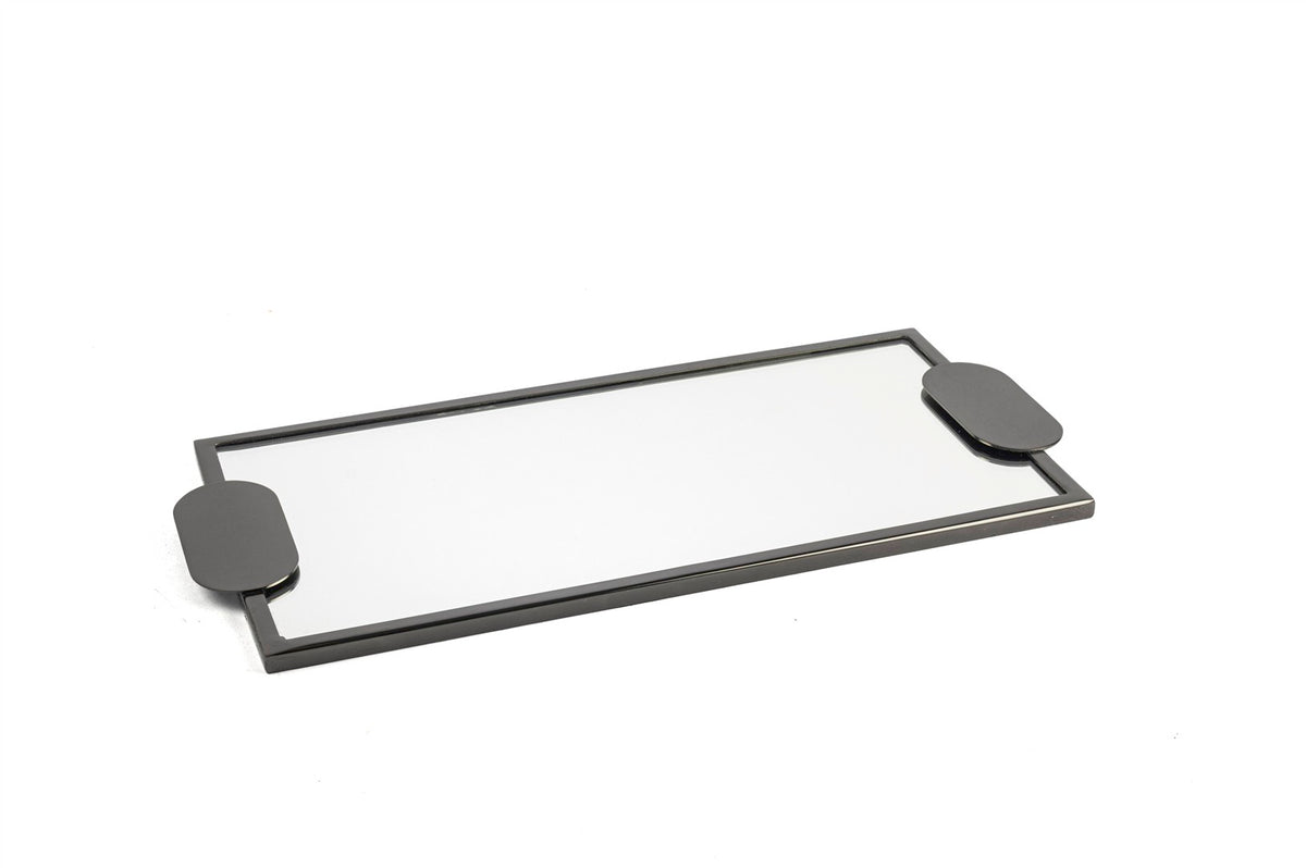 Mikasa Moor Siyah Metal Dik Camlı Tepsi 44x20x2cm
