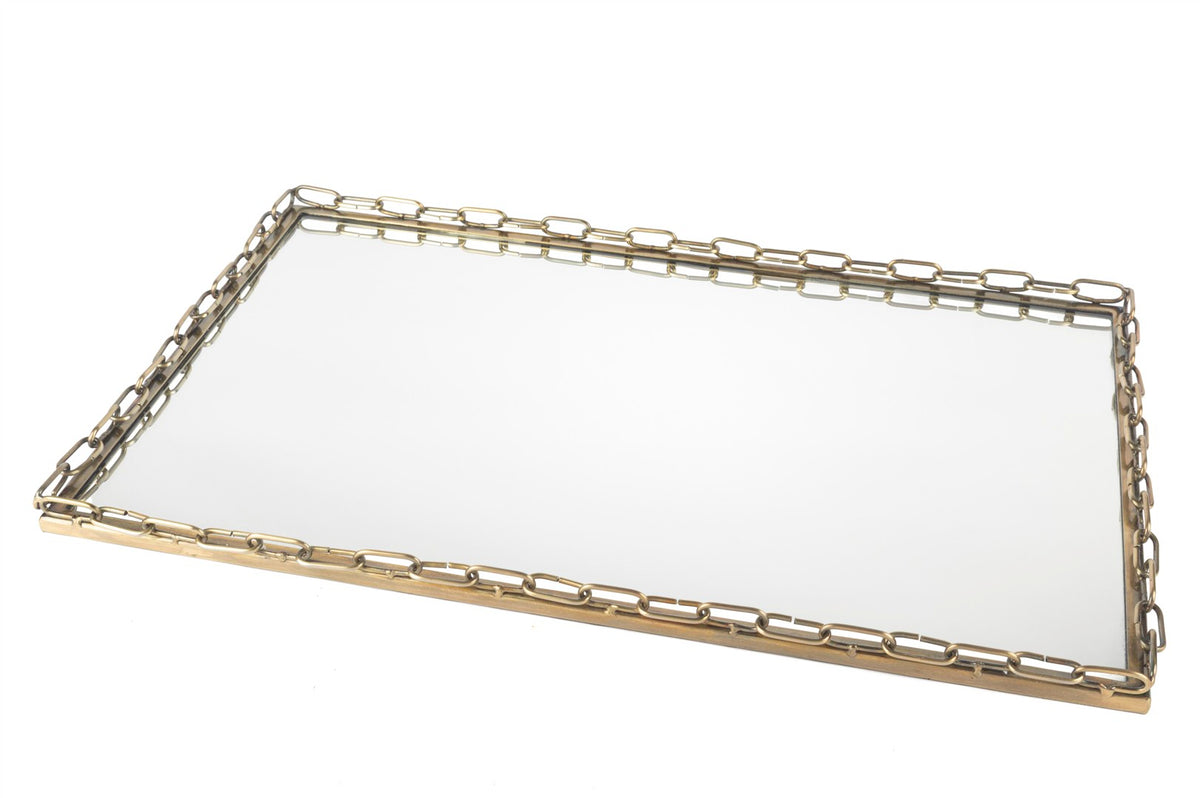 Mikasa Moor Bronz Zincir Aynalı Tepsi 56x36x3cm