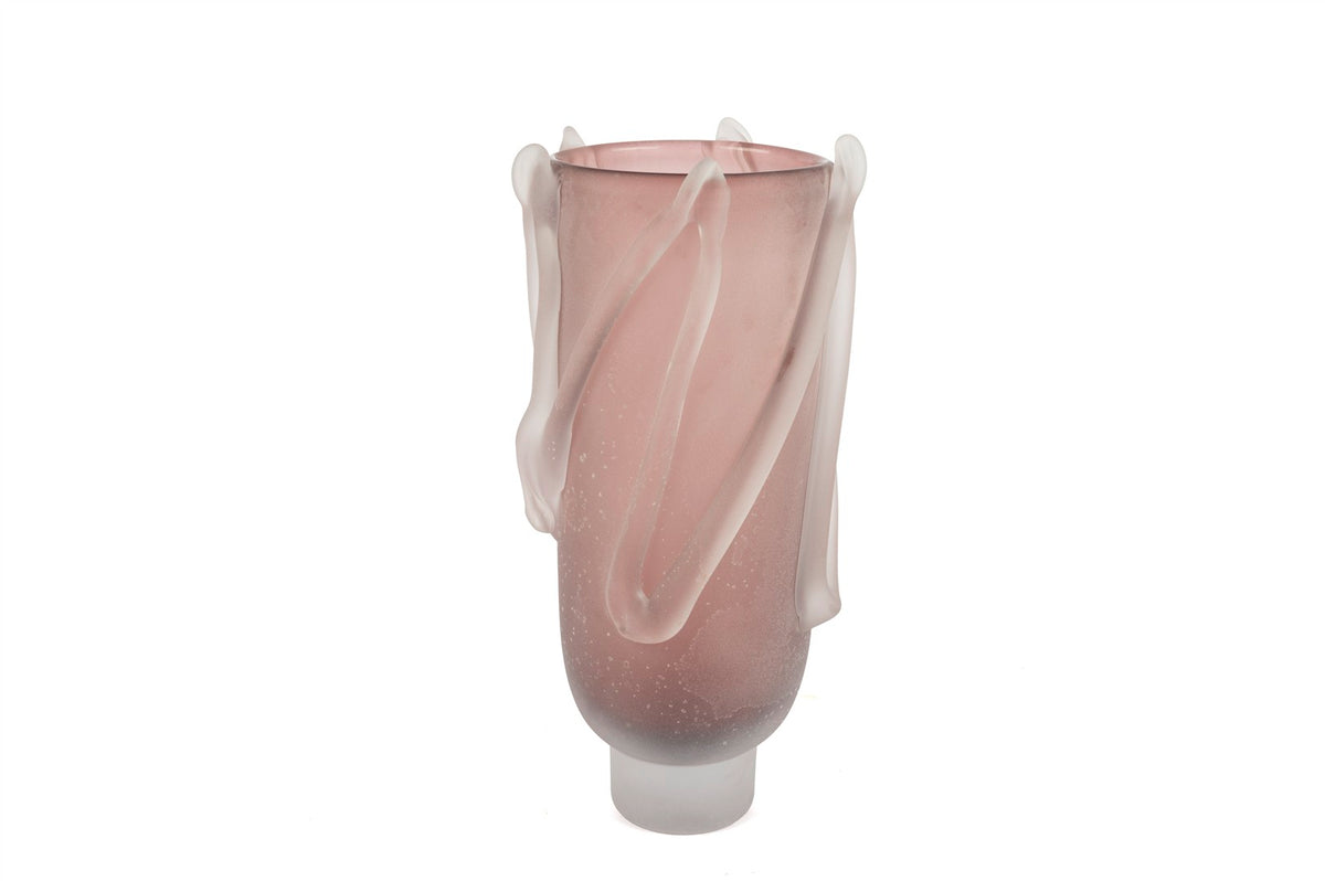 Mikasa Moor Pembe Mat Kabartmalı Cam Vazo 38x17cm