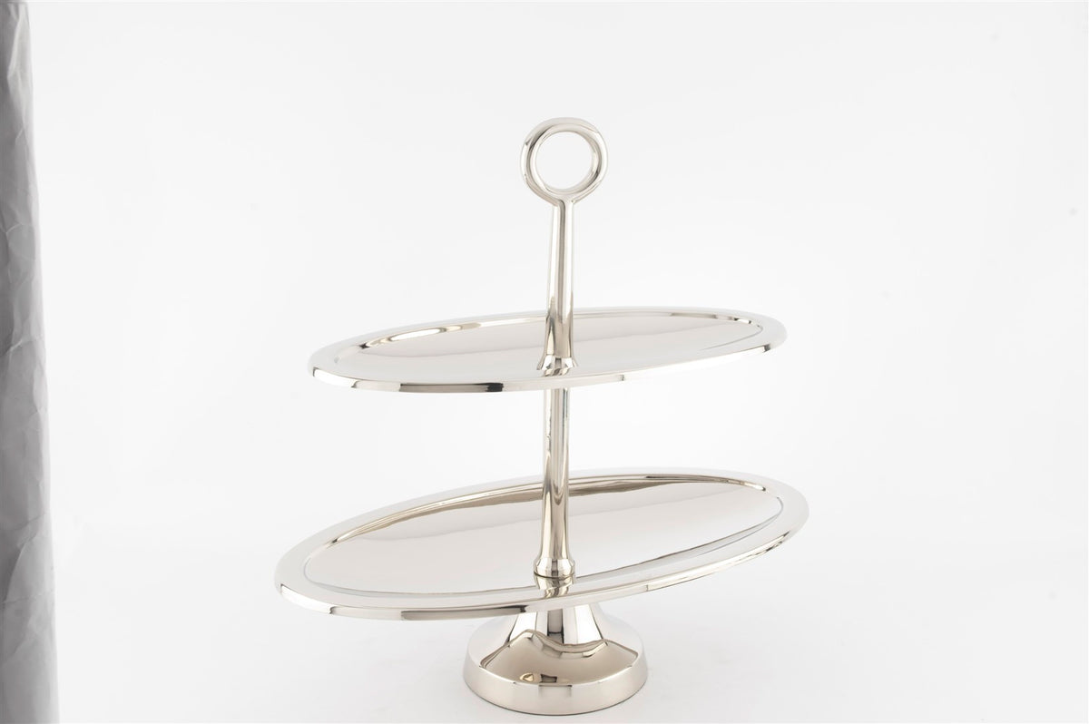 Mikasa Moor Silver 2 Katlı Oval Sunumluk 41x23x43cm
