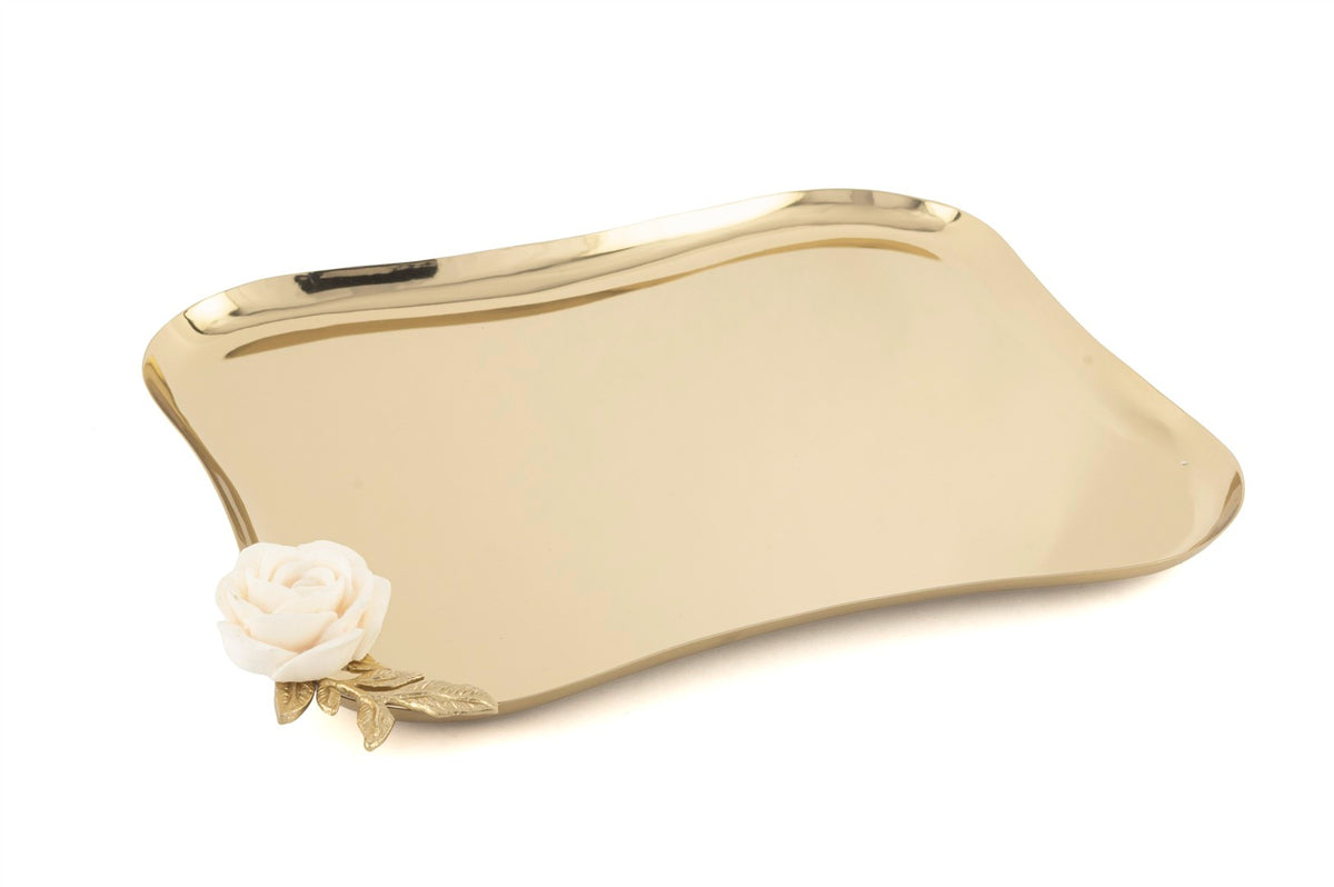 Mikasa Moor Beyaz Gül Gold Tepsi 32x28x5cm