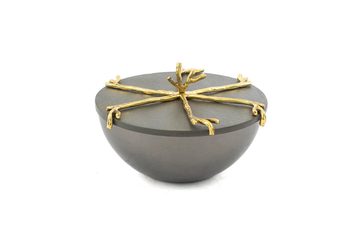 Mikasa Moor Branch Kapaklı Gold Gri Kase 17x10cm
