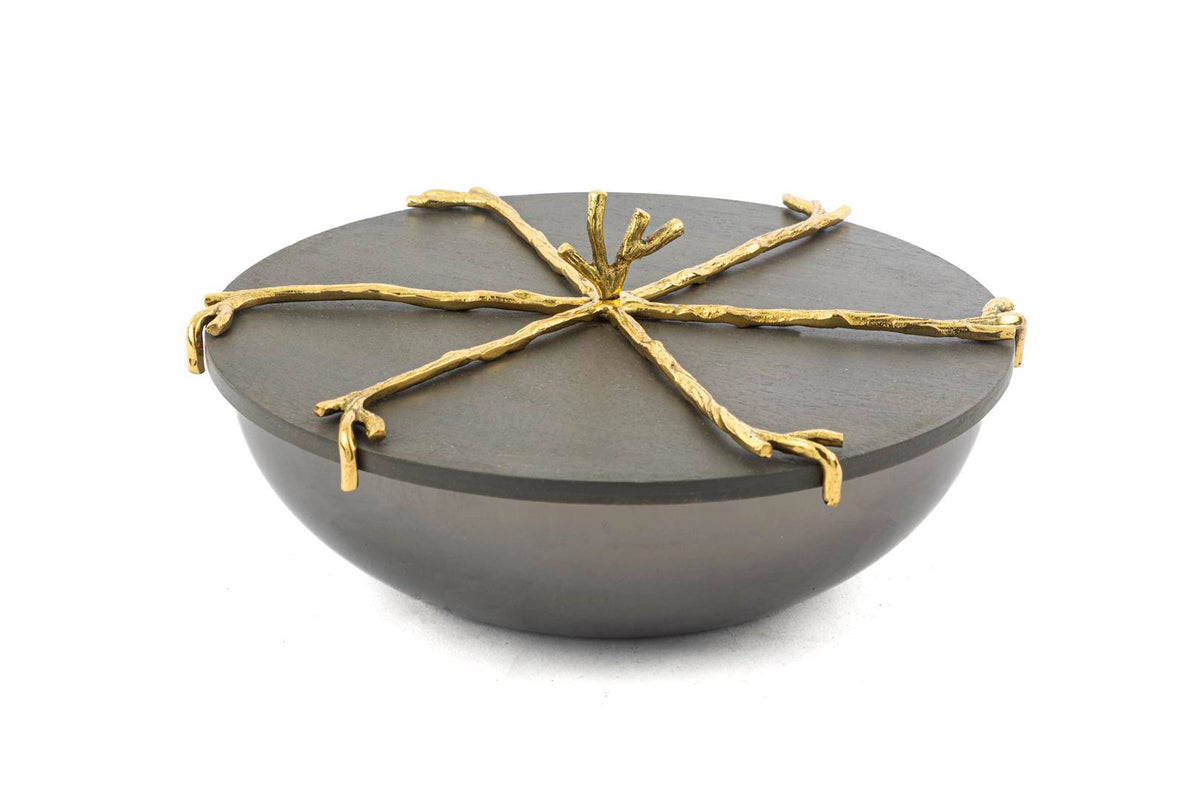 Mikasa Moor Branch Kapaklı Gold Gri Kase 22x10cm