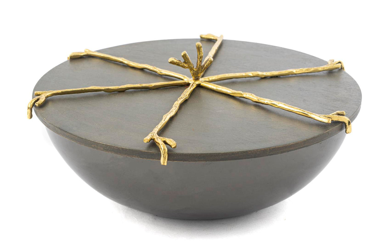 Mikasa Moor Branch Kapaklı Gold Gri Kase 27x12cm