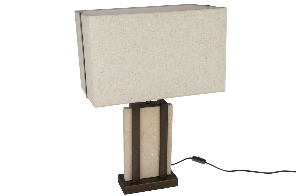 Mikasa Moor Krem Şapkalı Bronz Mermer Abajur 45x67cm