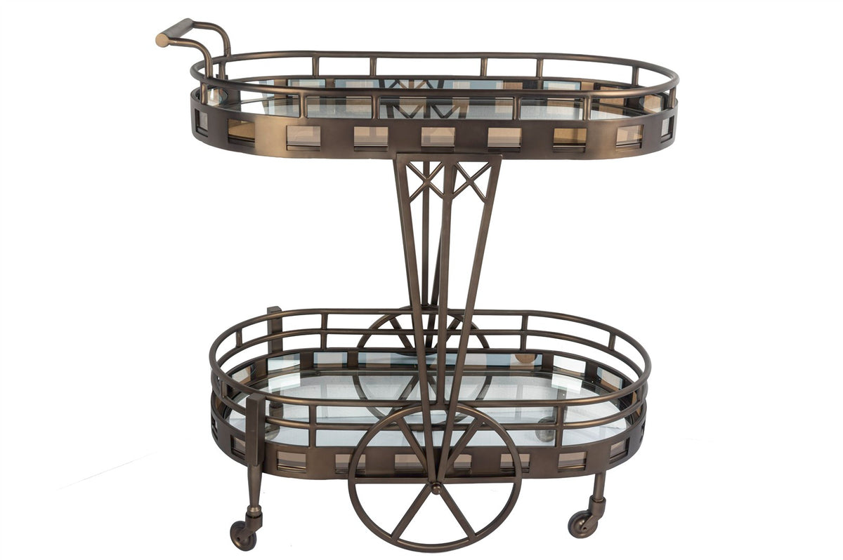 Mikasa Moor Antik Bronz Oval Çelik Servis Arabası 82x44x90cm