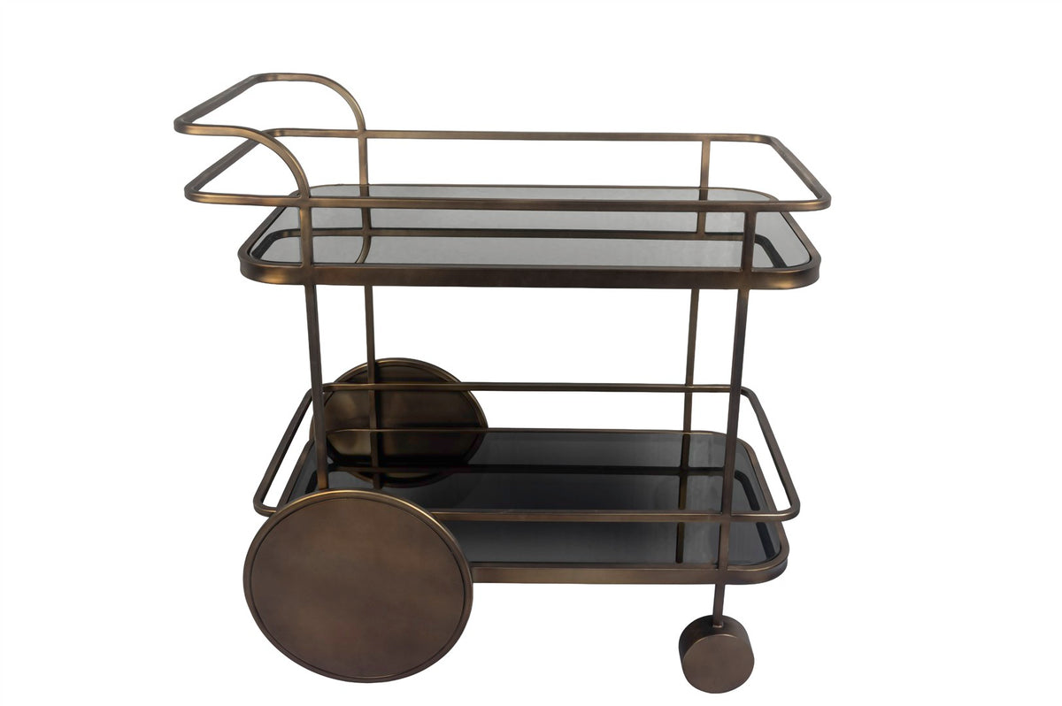 Mikasa Moor Bronz Siyah Camlı Servis Arabası 83x45x83cm