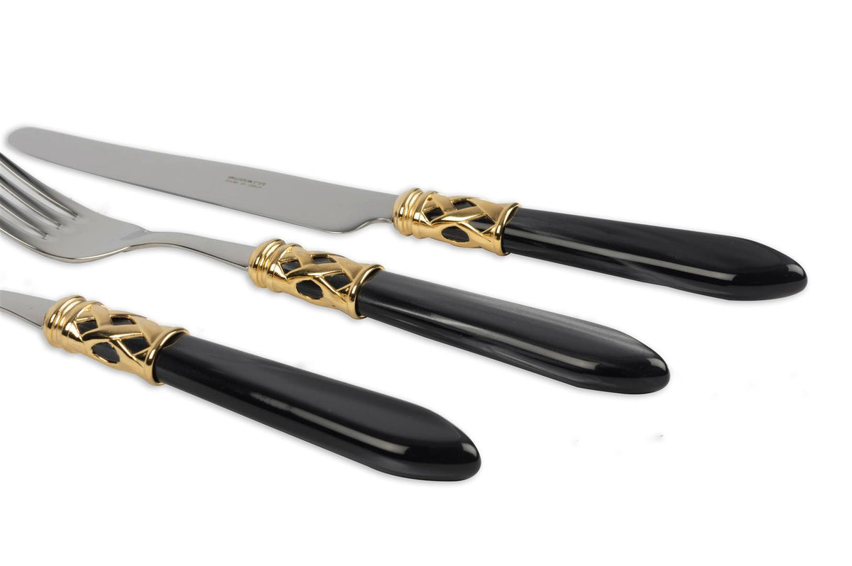 Bugatti Aladdin Siyah Gold 75 Parça Çatal Bıçak Seti