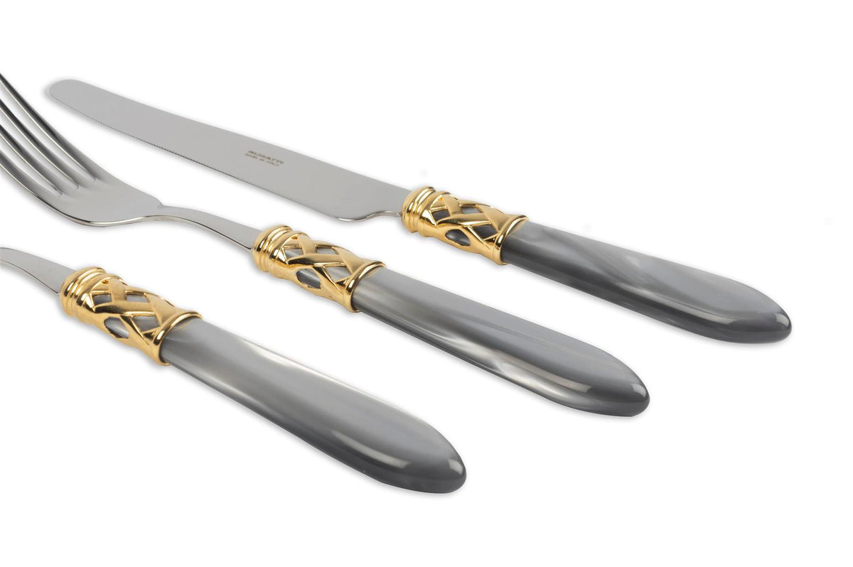 Bugatti Aladdin Gri Gold 75 Parça Çatal Bıçak Seti