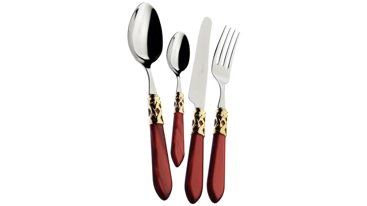 Bugatti Aladdin Bordo Gold 75 Parça Çatal Bıçak Seti