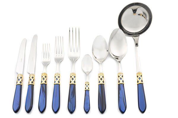 Bugatti Alaaddin Blue Sedefli Gold 75 Parça Çatal Bıçak Seti