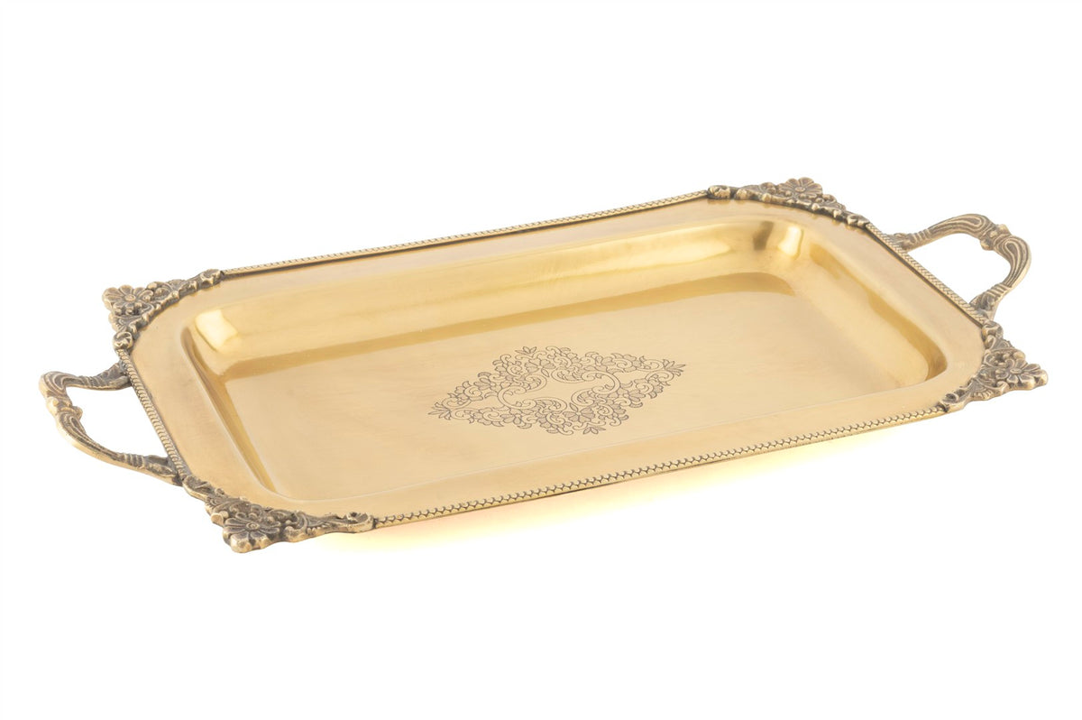 Mikasa Moor Antik Bakır İşlemeli Dekoratif Tepsi 47x25cm