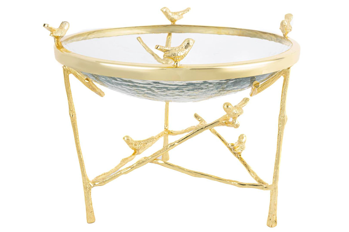 Mikasa Moor Gold Kuşlu Metal Ayaklı Cam Kase 25x21cm