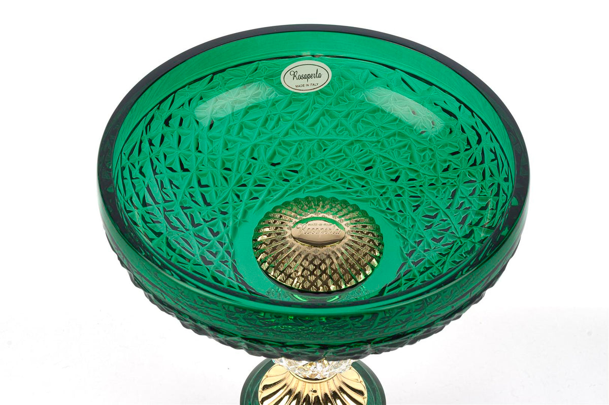 Mikasa Moor Yeşil Gold Ayaklı Kristal Dekor Kase 20x20x28cm