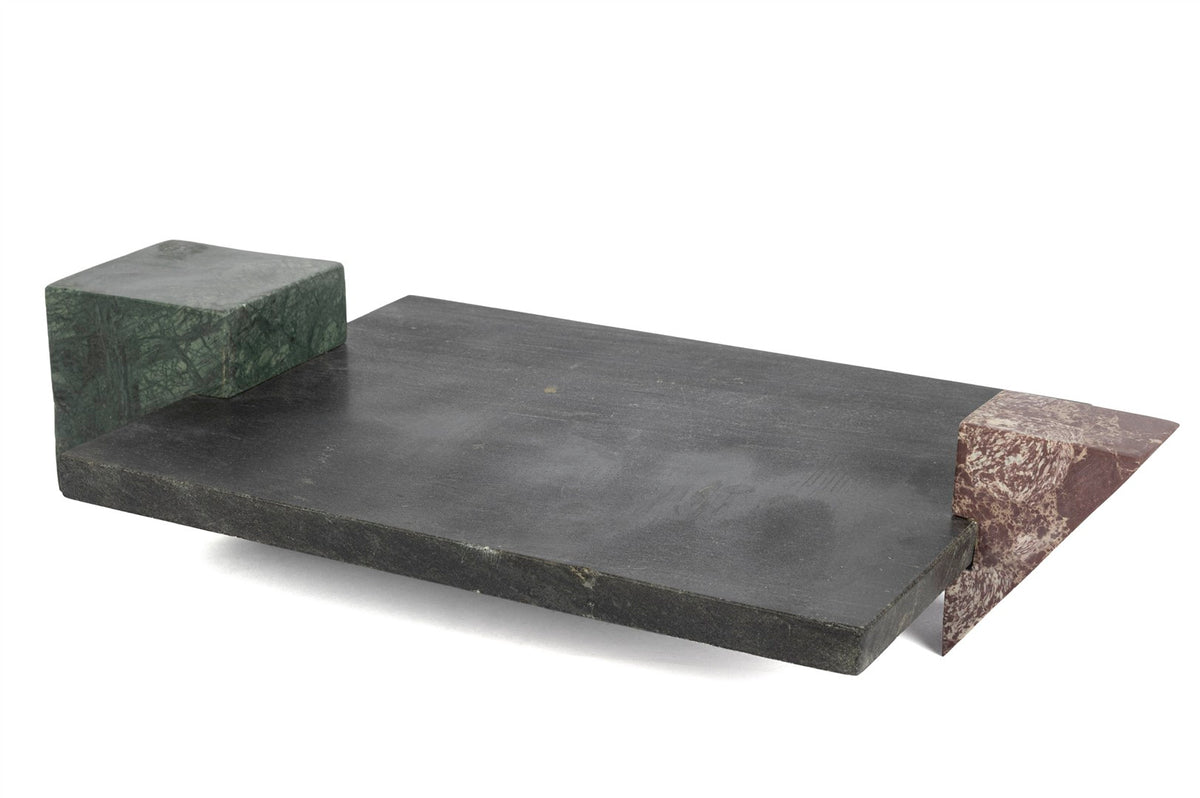 Mikasa Moor Füme Geometrik Kulplu Mermer Tepsi 52x29x10cm
