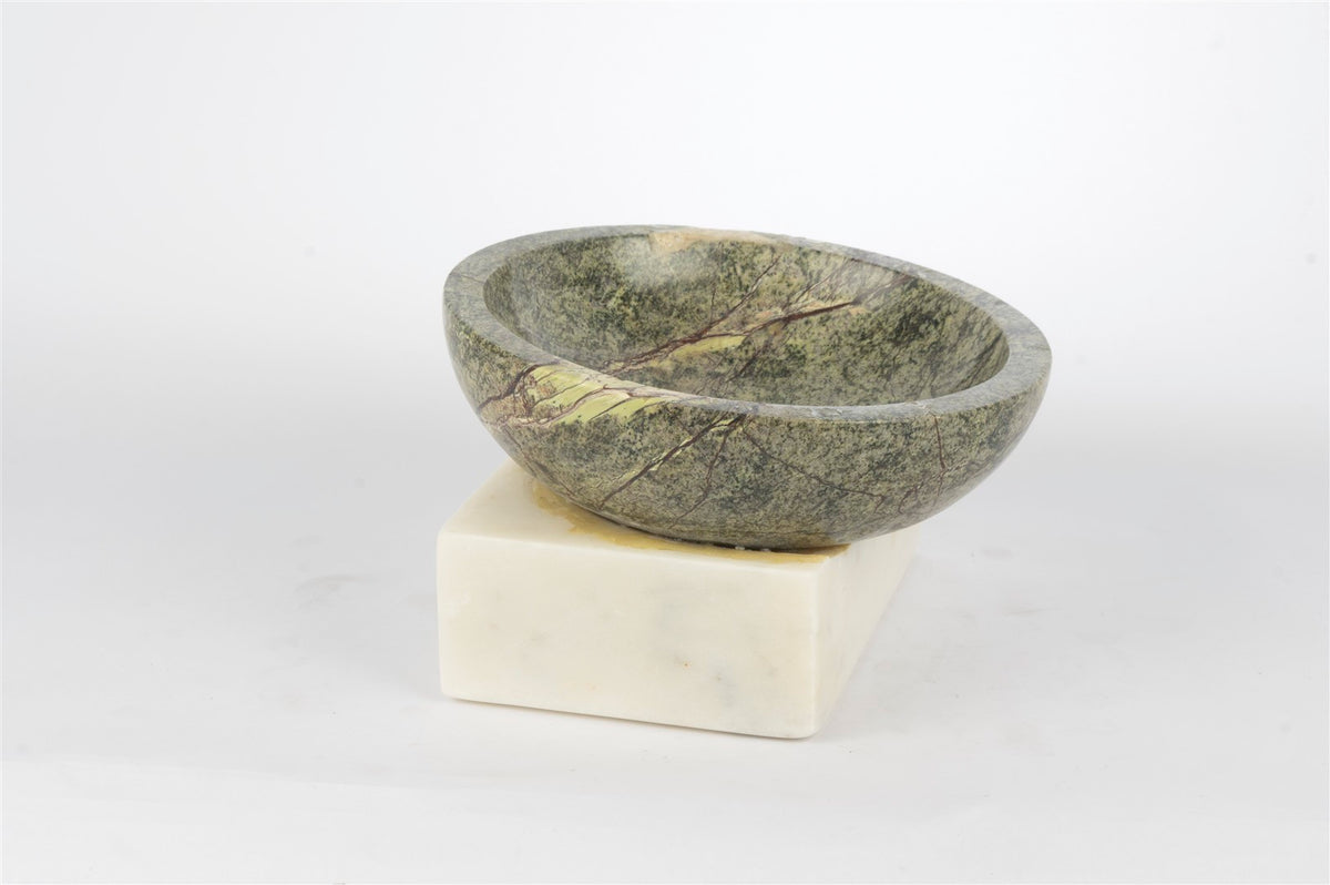 Mikasa Moor Yeşil Mermer Dekoratif Ayaklı Kase 21x12cm