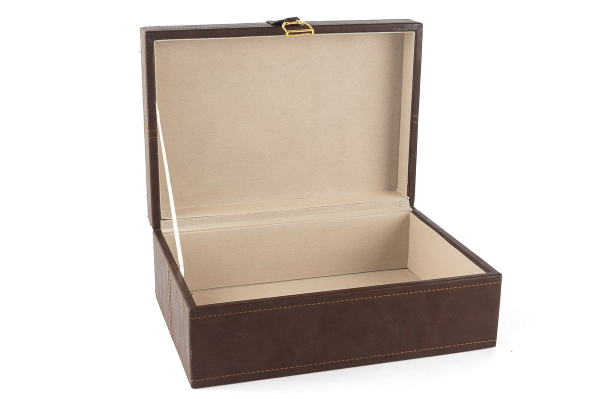 Mikasa Moor Kahve Gold Kulplu Deri Kutu 26x19x10cm