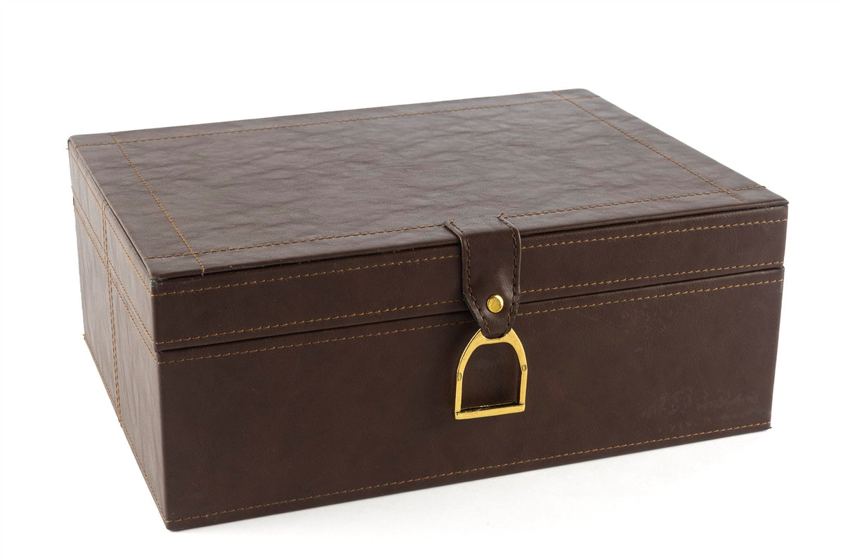 Mikasa Moor Kahve Gold Kulplu Deri Kutu 30x23x12cm