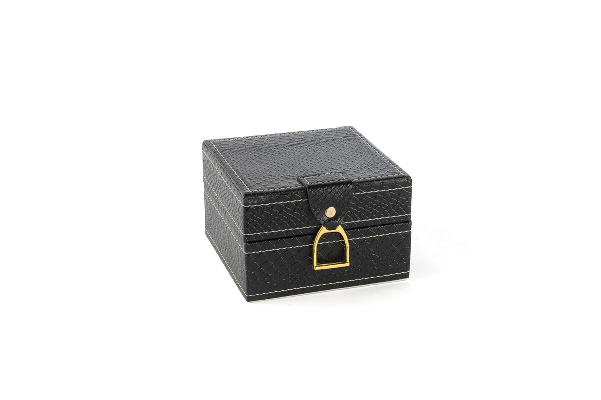 Mikasa Moor Siyah Gold Kulplu Deri Kutu 12x12x8cm
