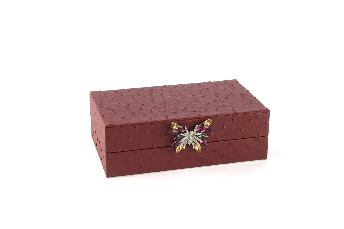 Mikasa Moor Bordo Kelebek Kulplu Deri Kutu 20x12x7cm