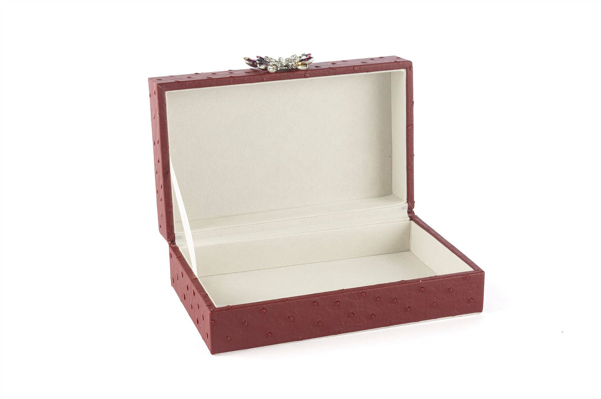 Mikasa Moor Bordo Kelebek Kulplu Deri Kutu 20x12x7cm