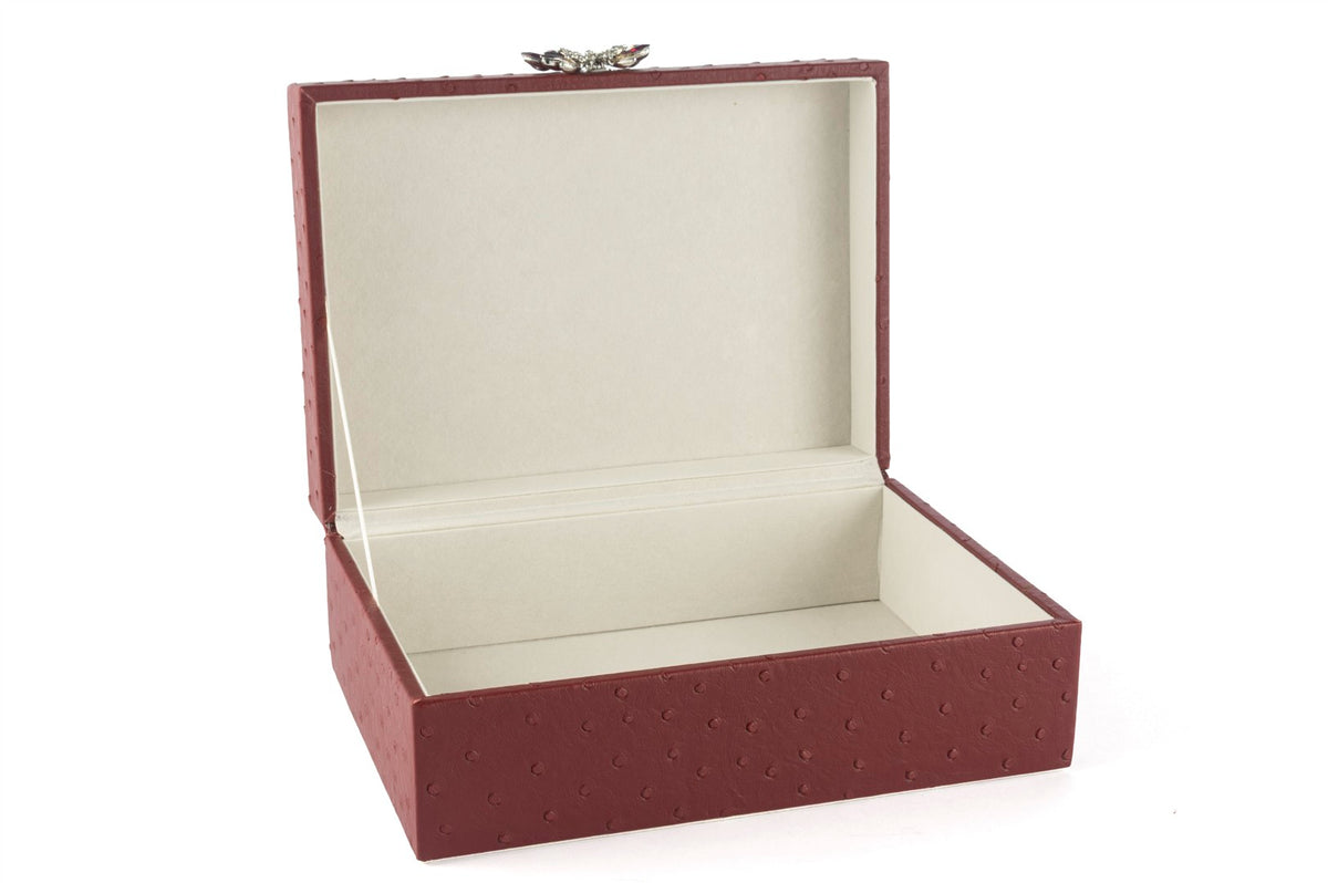 Mikasa Moor Bordo Kelebek Kulplu Deri Kutu 25x18x9cm