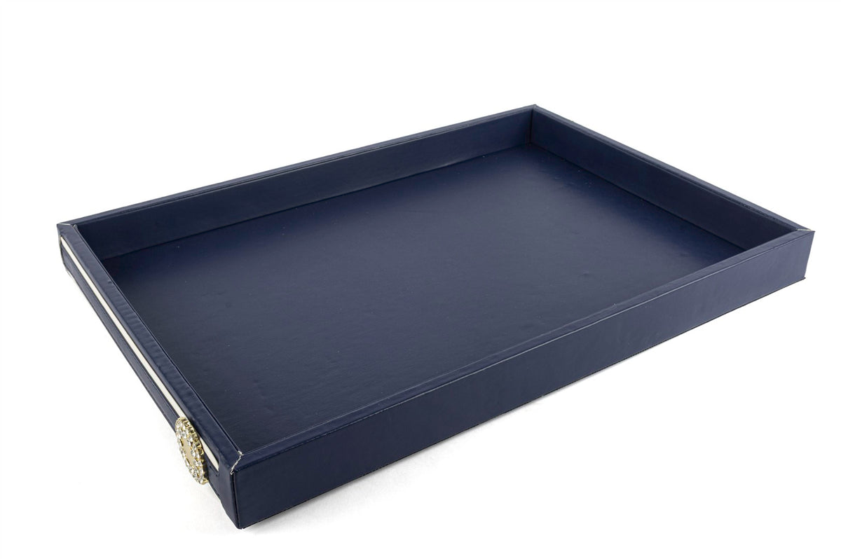 Mikasa Moor Lacivert Deri Taşlı Tepsi 48x33cm