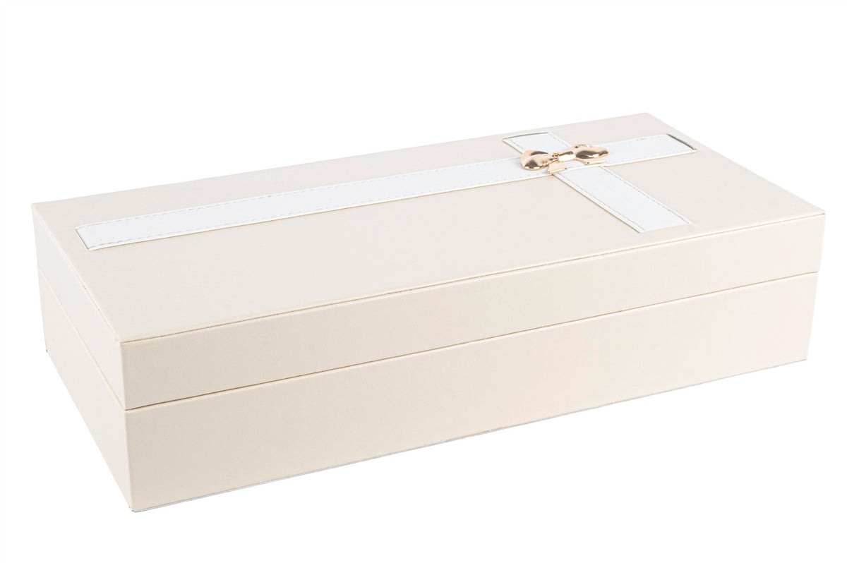 Mikasa Moor Krem Deri Gold Fiyonklu Kutu 26x17x9cm