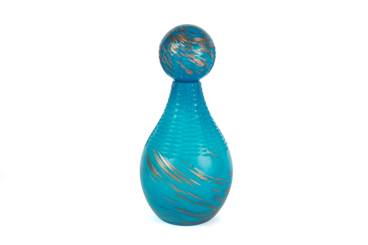 Mikasa Moor Mavi Bronz Dekoratif Cam Şişe 17x35cm