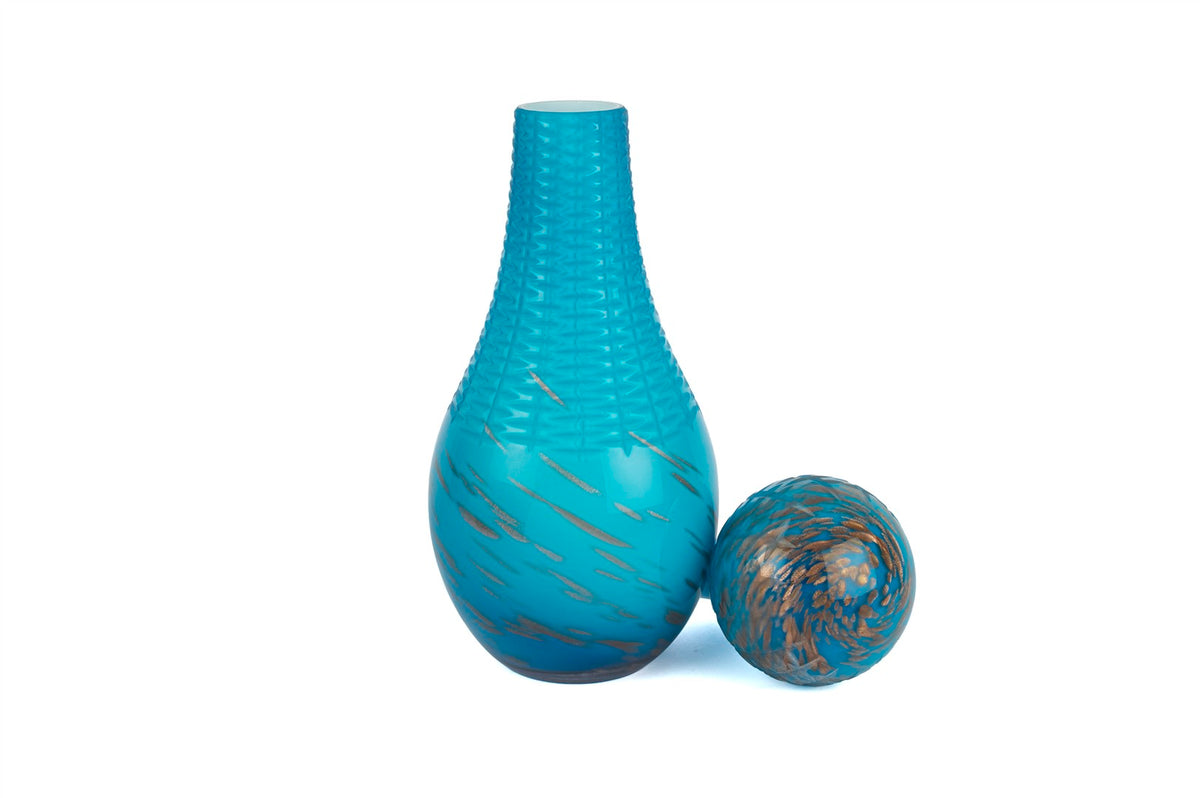 Mikasa Moor Mavi Bronz Dekoratif Cam Şişe 18x47cm