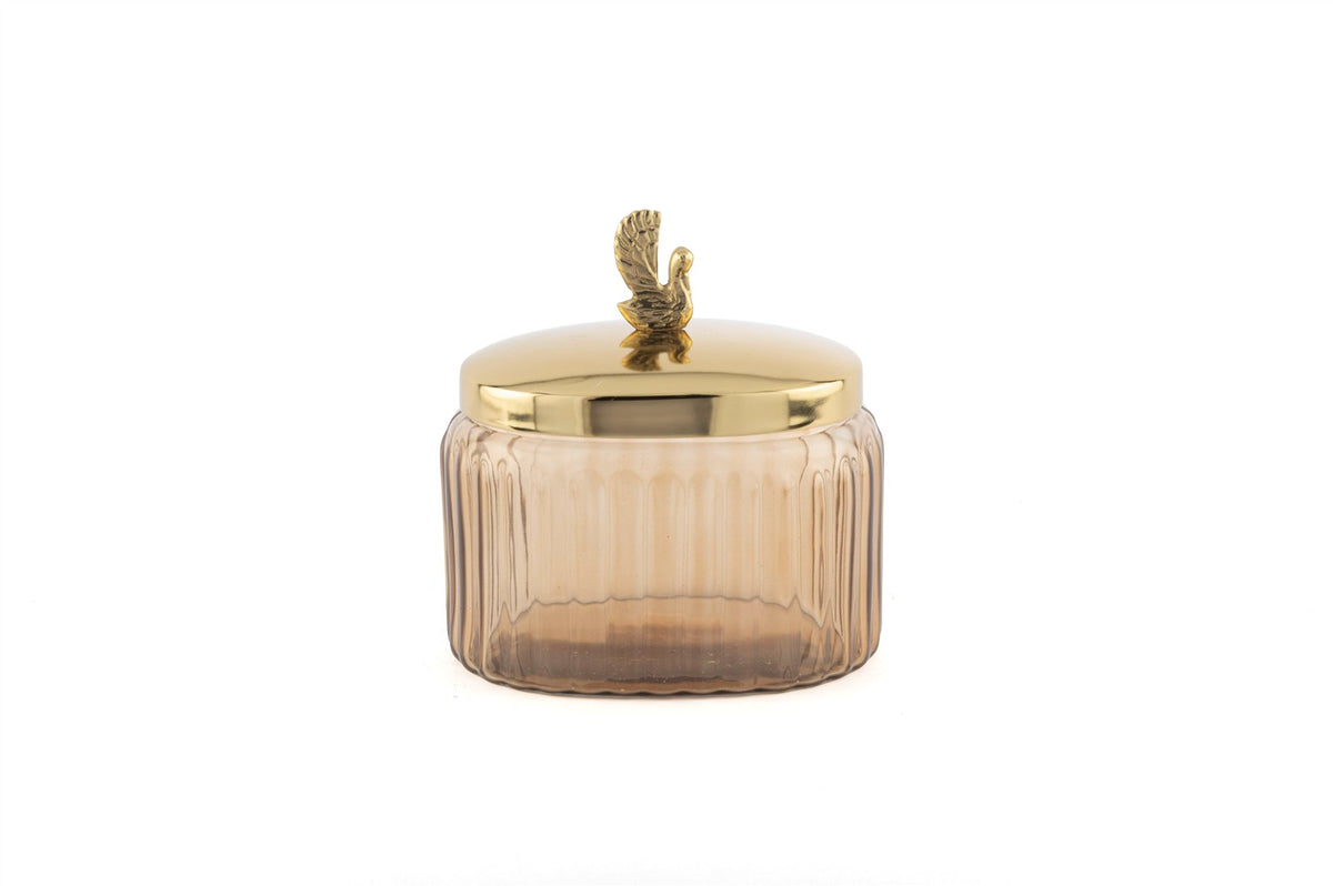 Mikasa Moor Gold Met Kapaklı Oval Cam Kavanoz 16x12x17cm