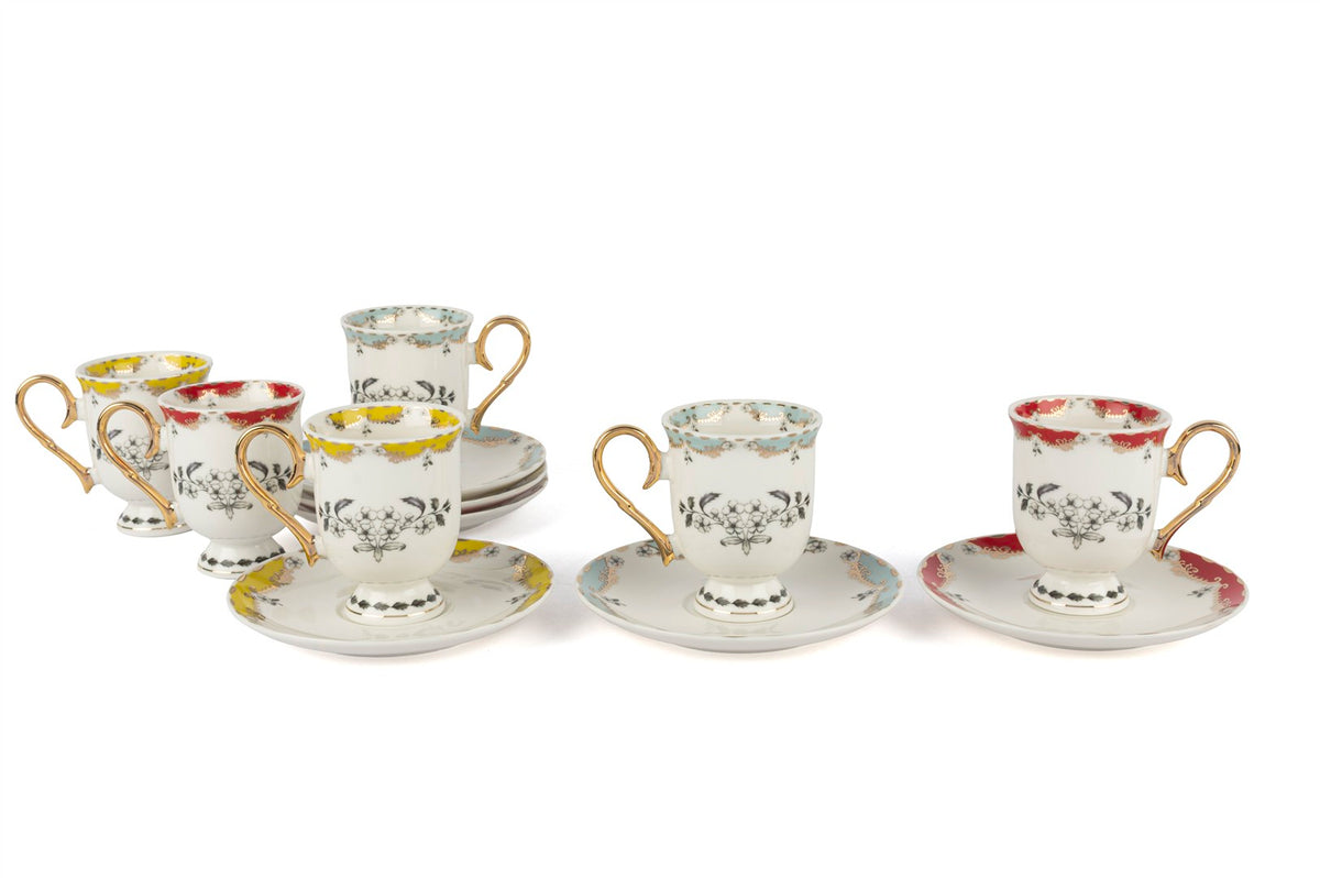 Mikasa Moor Toscana Rim 3Asorti 6lı Kahve Fincan Seti 90ml