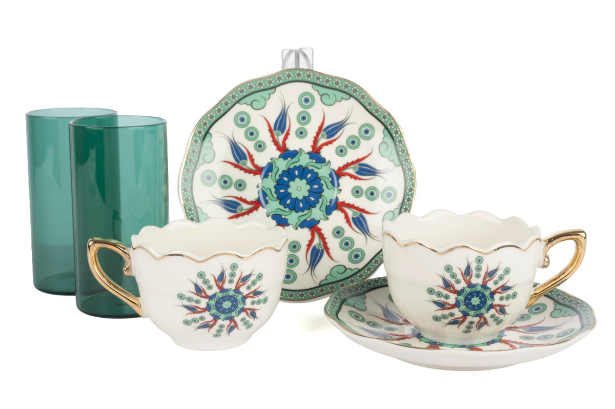 Mikasa Moor Verde Mosaic 2li Kahve ve Su Seti 90ml
