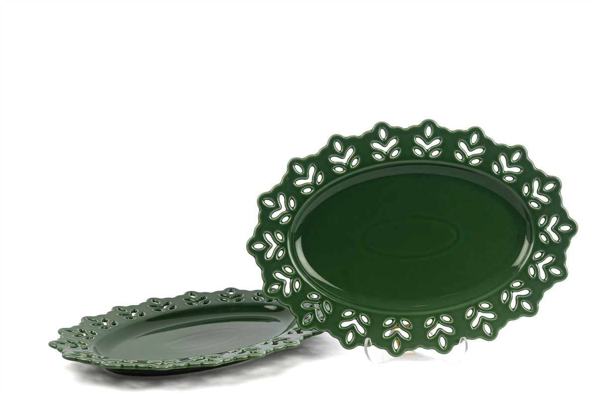 Mikasa Moor Yeşil Oval 2li Servis Tabağı 32x22cm