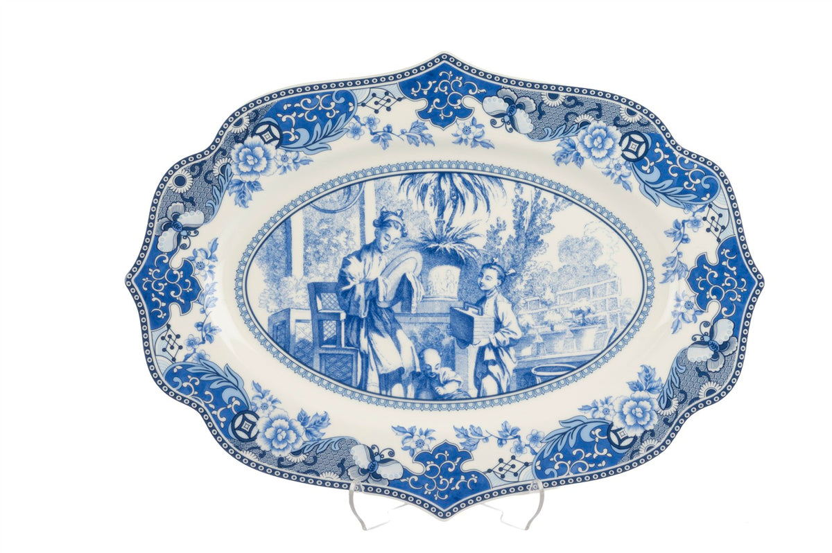 Mikasa Moor Blue Garden Tekli Oval Servis Tbağı 25x34cm