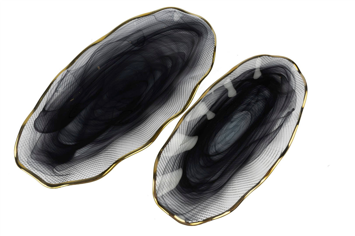 Mikasa Moor Luxe Edge 2li Oval Servis Tabağı 40x20 34x17cm