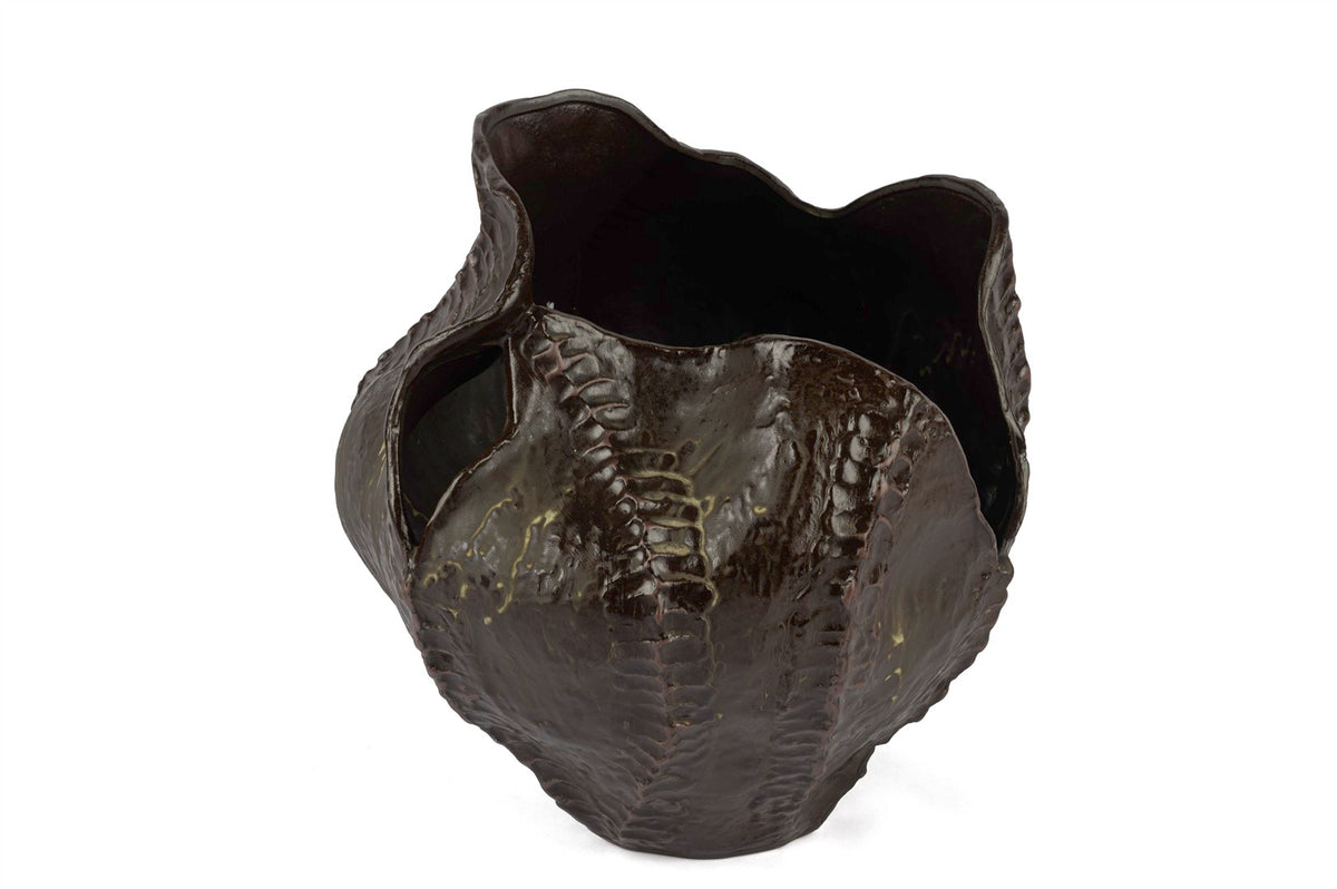 Mikasa Moor Acı Kahve Eskitme Seramik Vazo 32x34cm