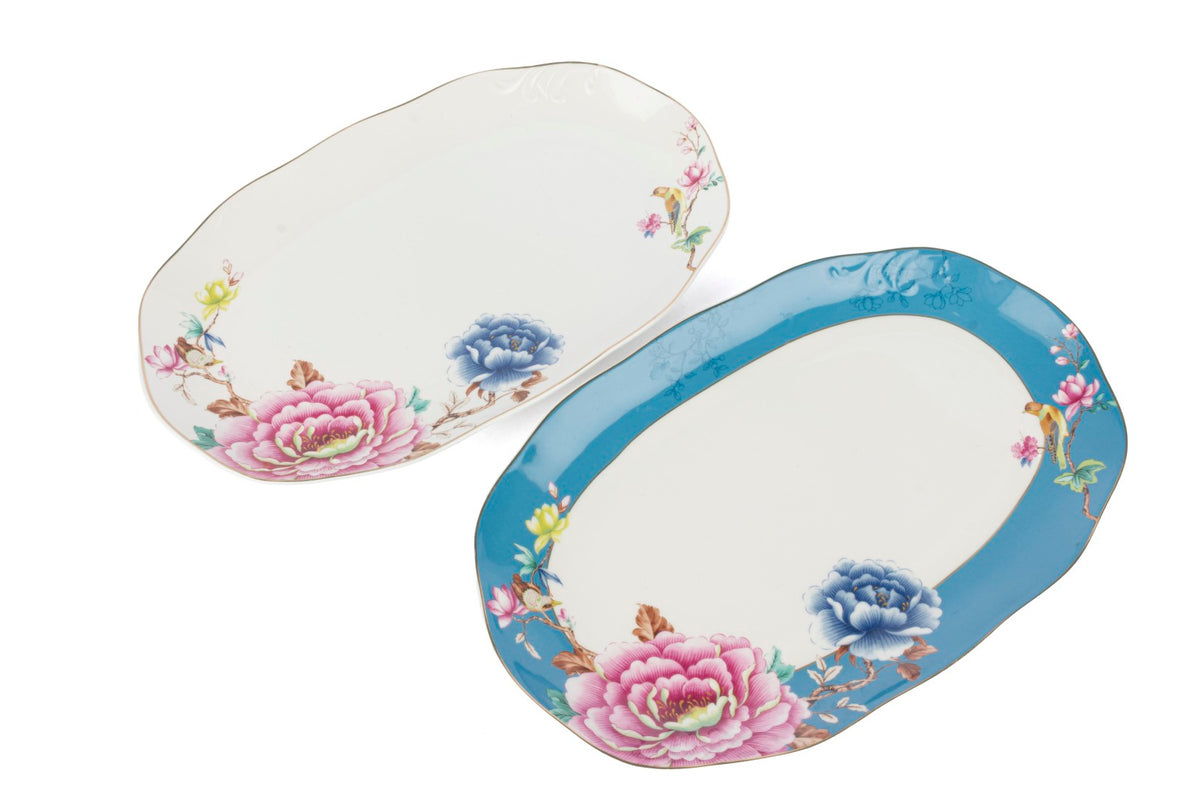 Mikasa Moor Verona 2li l Beyaz Mavi Oval Servis 33x21cm