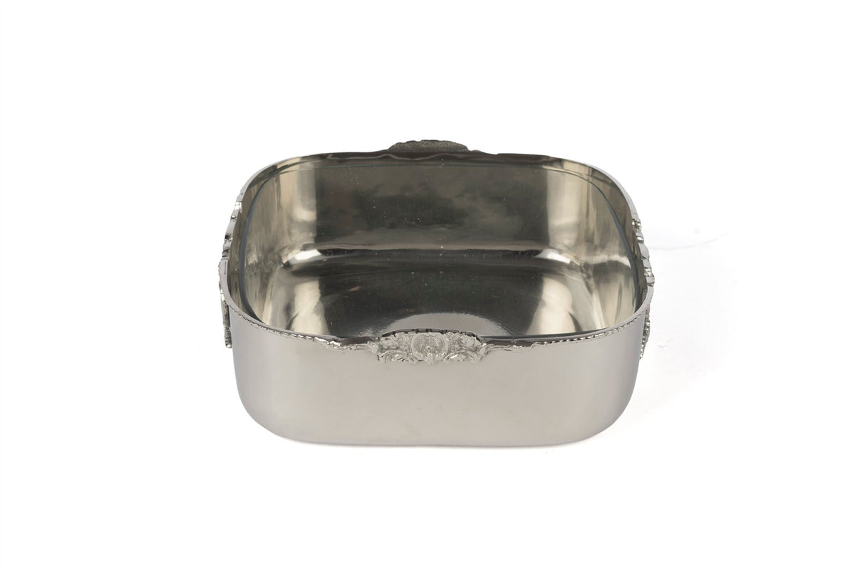 Mikasa Moor Silver İşlemeli Tepsili Cam Kase 38x32x8cm