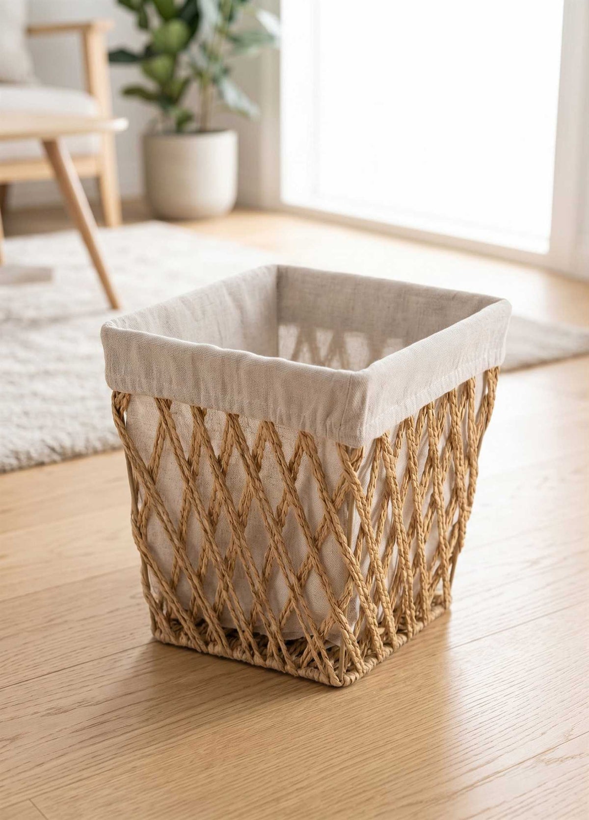 The Mia Braid Hasır Organizer Sepet Krem Beyaz 25 Cm S0122