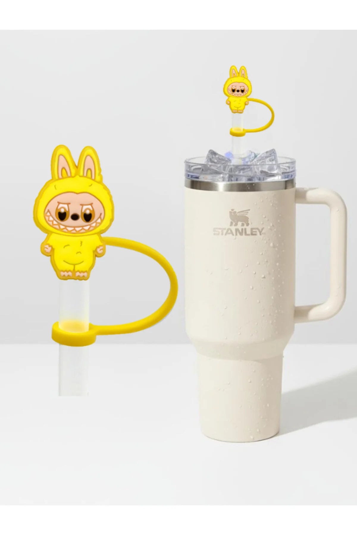 Labubu figürlü silikon pipet tıkacı