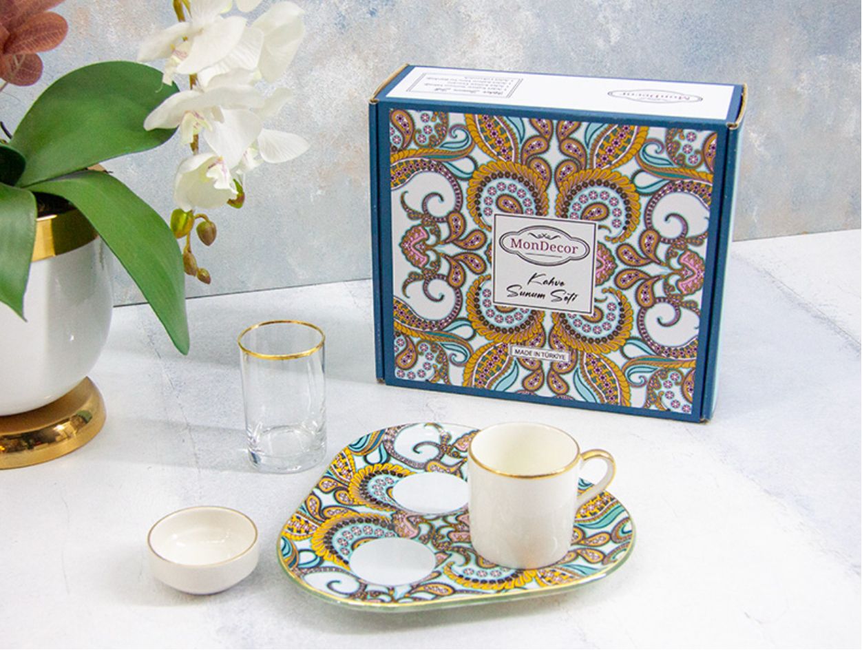 Mondecor Bohem Şal 4 Parça Tek Kişilik Kahve Sunum Seti