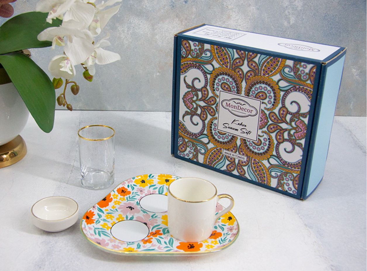 Mendocor Tulipa 4 Parça Tek Kişilik Kahve Sunum Seti