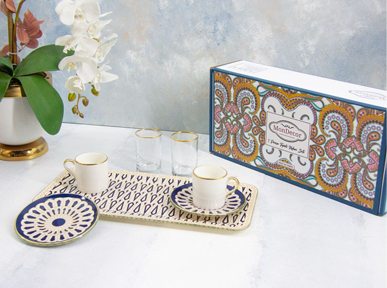 Mondecor Hera Navy Blue 7 Parça 2 Kişilik Kahve Sunum Seti